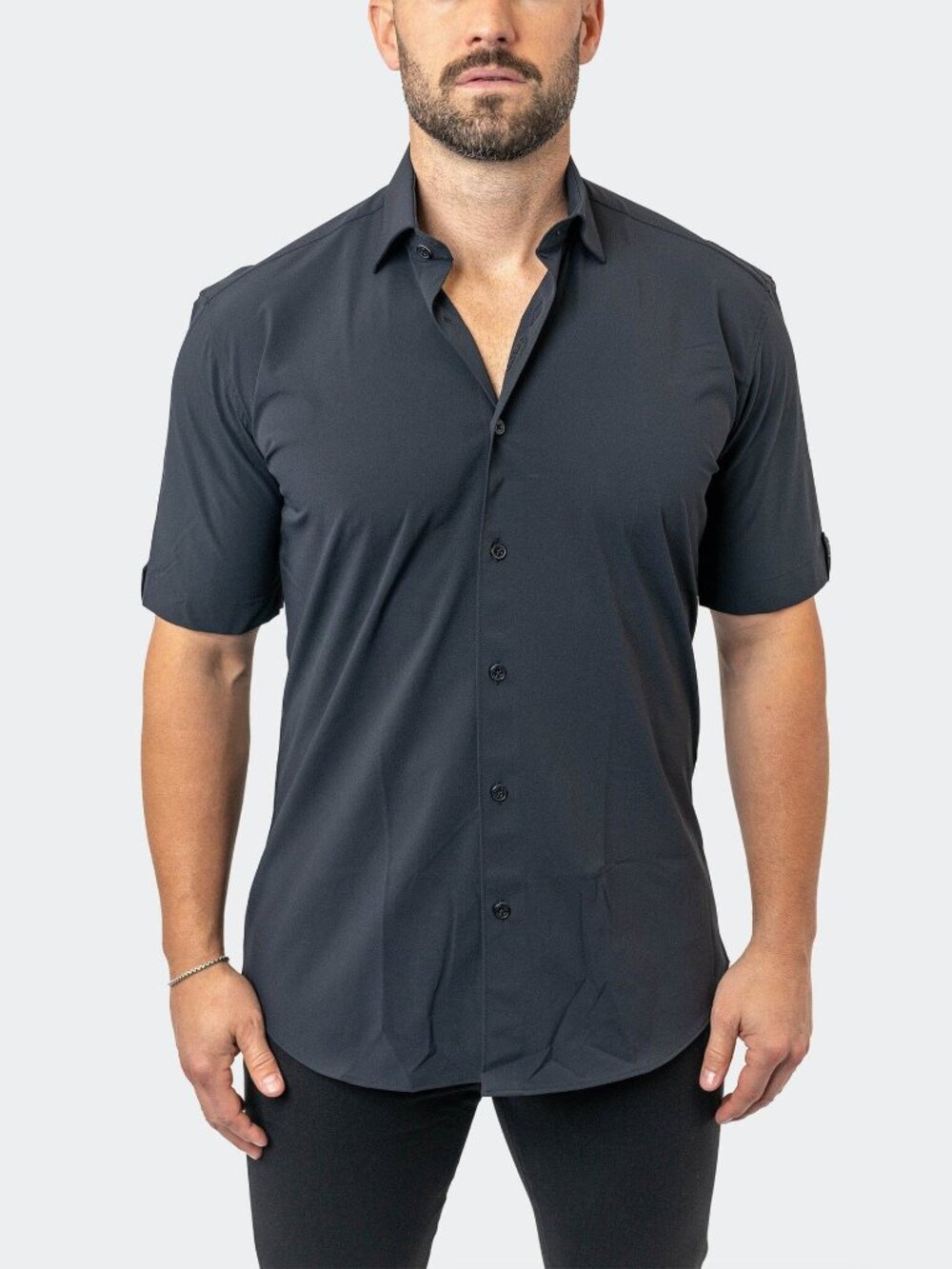 Maceoo Galileo StretchCore Short Sleeve Dress Shirt Mens Black NWOT 5X